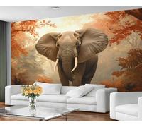 GIVLWF Wallpaper - Elephant Home Decor & Mural, Autumn Forest Bedroom Wallpaper, African Elephant Wall Paper for Living Room, Large Wall Mural (Not Self-Adhesive)