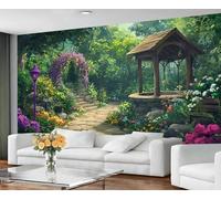 GIVLWF Wallpaper - European Garden Home Decor & Large Mural, Spring Forest Wallpaper for Living Room, Bedroom Wall Paper, Wall Mural - Not Self Adhesive, Natural Greenery