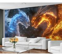 GIVLWF Wallpaper - Fantasy Dragon Home Decor & Mural, Self Adhesive Wallpaper for Living Room, Ice and Fire Animals Wall Mural, Western Dragons Bedroom Wall Paper, Peel and Stick