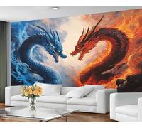 GIVLWF Wallpaper - Fantasy Dragon Home Decor & Mural, Self Adhesive Wallpaper for Living Room, Western Dragons Wall Mural, Ice and Fire Animals Bedroom Wall Paper, Peel and Stick