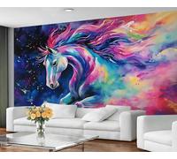GIVLWF Wallpaper - Fantasy Horse Mural & Home Decor, Galaxy Horse Bedroom Wallpaper, Colorful Animals Wall Paper for Living Room, Large Mural, Not Self Adhesive