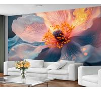 GIVLWF Wallpaper - Floral Home Decor & Mural, Blooming Flowers Bedroom Wallpaper, 3D Flowers Wall Paper for Living Room, Large Wall Mural (Not Self-Adhesive)