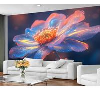 GIVLWF Wallpaper - Flowers Home Decor & Mural, Self Adhesive Wallpaper for Living Room, Blooming Floral Wall Mural, Neon Floral Bedroom Wall Paper, Peel and Stick