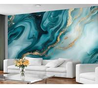 GIVLWF Wallpaper - Fluid Marble Home Decor & Mural, Teal Marble Bedroom Wallpaper, Abstract Texture Wall Paper for Living Room, Large Wall Mural (Not Self-Adhesive)