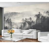 GIVLWF Wallpaper - Foggy Forest Home Decor & Mural, Natural Landscape Bedroom Wallpaper, Retro Forest Wall Paper for Living Room, Large Wall Mural (Not Self-Adhesive)