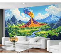 GIVLWF Wallpaper, Forest Mural & Wall Decor, Jungle & Volcano Bedroom Wallpaper, Cartoon Kids Wall Paper for Living Room, Non-Self-Adhesive, Murals for Walls