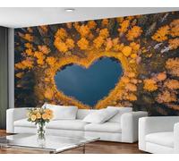 GIVLWF Wallpaper Forest Wall Mural & Room Decor, Autumn Tree Bedroom Wallpaper, Romantic Lake Wall Paper for Living Room, Non-Self-Adhesive, Murals for Walls