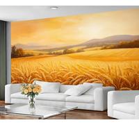 GIVLWF Wallpaper - Gold Mural & Home Decor, Rural Rustic Bedroom Wallpaper, Golden Wheat Ears Wall Paper for Living Room, Large Mural, Not Self Adhesive