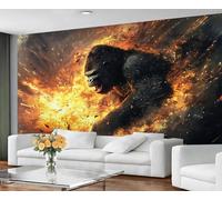 GIVLWF Wallpaper - Gorilla Home Decor & Large Mural, Black Gorilla Wallpaper for Living Room, Bedroom Wall Paper, Wall Mural - Not Self Adhesive, Flame Animals