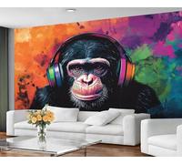 GIVLWF Wallpaper - Gorilla Home Decor & Mural, Colorful Graffiti Bedroom Wallpaper, Wall Paper for Living Room, Large Wall Mural - Not Self-Adhesive, Animal Music