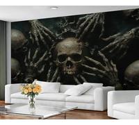 GIVLWF Wallpaper - Gothic Home Decor & Mural, Self Adhesive Wallpaper for Living Room, Dark Skulls Wall Mural, Horror Art Bedroom Wall Paper, Peel and Stick