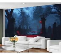 GIVLWF Wallpaper - Gothic Landscape Home Decor & Mural, Horror Night Scene Bedroom Wallpaper, Halloween Theme Wall Paper for Living Room, Large Wall Mural (Not Self-Adhesive)