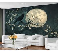 GIVLWF Wallpaper - Gothic Night Scene Home Decor & Mural, Moon Crow Bedroom Wallpaper, Traditional Wall Paper for Living Room, Large Wall Mural (Not Self-Adhesive)