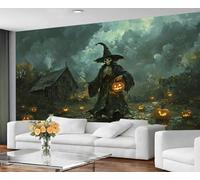 GIVLWF Wallpaper & Halloween Decor, Gothic Bedroom Wallpaper, Pumpkin Skull Wall Paper for Living Room, Not Self Adhesive - Boys Room Decor & Wall Mural