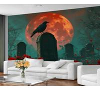 GIVLWF Wallpaper & Halloween Decor, Gothic Bedroom Wallpaper, Rose and Crow Wall Paper for Living Room, Not Self Adhesive - Gothic Romance Home Decor & Wall Mural