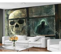 GIVLWF Wallpaper & Halloween Decor - Gothic Wallpaper for Living Room - Horror Skull Bedroom Wall Paper - Peel and Stick & Self Adhesive - Gothic Skull Large Mural & Wall Decor