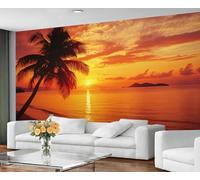 GIVLWF Wallpaper - Hawaiian Landscape Home Decor & Mural, Self Adhesive Wallpaper for Living Room, Tropical Beach Wall Mural, Sunset Landscape Bedroom Wall Paper, Peel and Stick