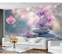 GIVLWF Wallpaper - Japanese Home Decor & Large Mural, Zen Stones Wallpaper for Living Room, Bedroom Wall Paper, Wall Mural - Not Self Adhesive, Cherry Blossom