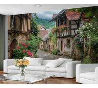 GIVLWF Wallpaper - Landscape Home Decor & Mural, Self Adhesive Wallpaper for Living Room, Rustic Streets Wall Mural, Italian Landscape Bedroom Wall Paper, Peel and Stick