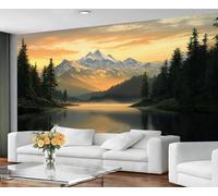 GIVLWF Wallpaper - Landscape Mural & Home Decor, Lakes and Mountains Bedroom Wallpaper, Sunset Landscape Wall Paper for Living Room, Large Mural, Not Self Adhesive