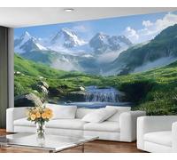 GIVLWF Wallpaper - Landscape Mural & Home Decor, Rivers and Mountains Bedroom Wallpaper, Green Nature Wall Paper for Living Room, Large Mural, Not Self Adhesive
