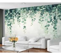 GIVLWF Wallpaper - Leaves Home Decor & Mural, Eucalyptus Leaves Bedroom Wallpaper, Wall Paper for Living Room, Large Wall Mural - Not Self-Adhesive, Watercolor Green