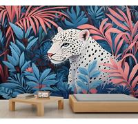 GIVLWF Wallpaper - Leopard Home Decor& Large Mural, Tropical Botanical Bedroom Wall Paper, Wallpaper for Living Room, Not Self Adhesive Wall Mural, Leaves & Cheetahs