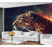 GIVLWF Wallpaper - Leopard Home Decor & Mural, Galaxy Cheetahs Bedroom Wallpaper, Fantasy Animal Wall Paper for Living Room, Large Wall Mural (Not Self-Adhesive)