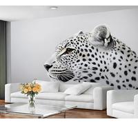GIVLWF Wallpaper Leopard Mural & Home Decor, Cheetah Print Bedroom Wallpaper, Gray Animals Wall Paper for Living Room, Large Wall Mural - Not Self-Adhesive