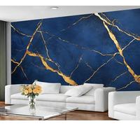 GIVLWF Wallpaper - Marble Home Decor & Mural, Dark Blue Texture Bedroom Wallpaper, Gold Crackle Wall Paper for Living Room, Large Wall Mural (Not Self-Adhesive)
