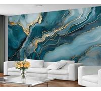 GIVLWF Wallpaper - Marble Home Decor & Mural, Teal Marble Bedroom Wallpaper, Abstract Fluid Texture Wall Paper for Living Room, Large Wall Mural (Not Self-Adhesive)