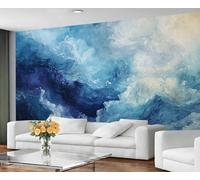 GIVLWF Wallpaper - Marble Home Decor & Mural, Watercolor Marble Bedroom Wallpaper, Blue Stone Textures Wall Paper for Living Room, Large Wall Mural (Not Self-Adhesive)