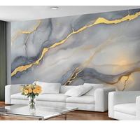 GIVLWF Wallpaper - Marble Mural & Home Decor, Grey Marble Bedroom Wallpaper, Gold Crack Texture Wall Paper for Living Room, Large Mural, Not Self Adhesive