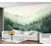 GIVLWF Wallpaper - Misty Forest Home Decor & Large Mural, Fir Tree Wallpaper for Living Room, Bedroom Wall Paper, Wall Mural - Not Self Adhesive, Watercolor Green