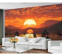 GIVLWF Wallpaper - Motorcycle Home Decor & Mural, Self Adhesive Wallpaper for Living Room, American Highway Wall Mural, Sunset Landscape Bedroom Wall Paper, Peel and Stick