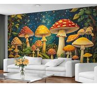 GIVLWF Wallpaper - Mushroom Home Decor & Large Mural, Fantasy Forest Wallpaper for Living Room, Bedroom Wall Paper, Wall Mural - Not Self Adhesive, Cartoon Mushrooms