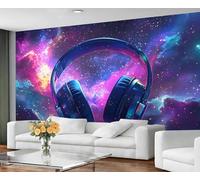 GIVLWF Wallpaper - Music Headphones Home Decor & Mural, Self Adhesive Wallpaper for Living Room, Colorful Galaxy Wall Mural, Space Landscape Bedroom Wall Paper, Peel and Stick