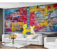 GIVLWF Wallpaper - Music Home Decor & Mural, Self Adhesive Wallpaper for Living Room, Graffiti Guitar Bedroom Wall Paper, Wall Mural - Peel and Stick, Street Music Decor