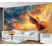 GIVLWF Wallpaper - Music Home Decor & Mural, Violin Bedroom Wallpaper, Wall Paper for Living Room, Large Wall Mural - Not Self-Adhesive, Galaxy Music
