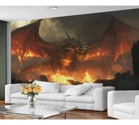 GIVLWF Wallpaper - Mystical Dragon Home Decor & Mural, Flame Dragons Bedroom Wallpaper, Western Animals Wall Paper for Living Room, Large Wall Mural (Not Self-Adhesive)