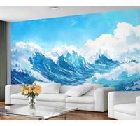 GIVLWF Wallpaper - Nautical Mural & Home Decor, Blue Ocean Bedroom Wallpaper, Ocean Wave Painting Wall Paper for Living Room, Large Mural, Not Self Adhesive