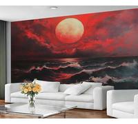 GIVLWF Wallpaper - Ocean Landscape Home Decor & Mural, Sunset Ocean Bedroom Wallpaper, Japanese Ukiyo-E Wall Paper for Living Room, Large Wall Mural (Not Self-Adhesive)