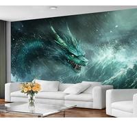 GIVLWF Wallpaper - Oriental Mural & Home Decor, Ocean Dragon Bedroom Wallpaper, Fantasy Dragon Wall Paper for Living Room, Not Self Adhesive - Large Wall Mural & Room Decor
