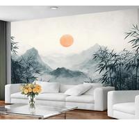 GIVLWF Wallpaper - Oriental Painting Home Decor & Mural, Self Adhesive Wallpaper for Living Room, Natural Landscape Wall Mural, Sunset Mountains Bedroom Wall Paper, Peel and Stick