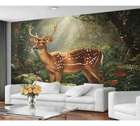 GIVLWF Wallpaper Peel and Stick - Animal Print Wallpaper for Living Room - Forest Deer Bedroom Wall Paper - Self Adhesive - Nature Animals Large Mural & Wall Decor