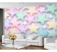 GIVLWF Wallpaper - Pink Bedroom Wallpaper Murals, Stars Wall Paper for Living Room, Large Mural & Room Decor, Cartoon Girl Wall Paper - Not Self Adhesive