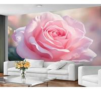 GIVLWF Wallpaper - Pink Rose Home Decor & Mural, Blooming Floral Bedroom Wallpaper, Spring Floral Wall Paper for Living Room, Large Wall Mural (Not Self-Adhesive)