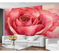 GIVLWF Wallpaper - Pink Rose Home Decor & Mural, Self Adhesive Wallpaper for Living Room, Rose Petals Wall Mural, Romantic Flowers Bedroom Wall Paper, Peel and Stick