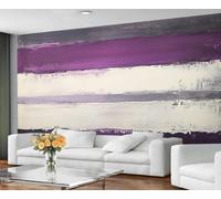 GIVLWF Wallpaper Purple White Stripes Home Decor & Wall Mural, Paint Print Bedroom Wallpaper, Muted Neutral Wall Paper for Living Room, Calm Minimalist Large Mural - Not Self-Adhesive