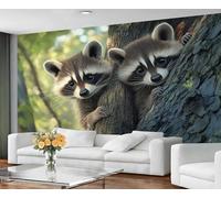 GIVLWF Wallpaper - Raccoon Home Decor & Large Mural, Cute Animals Wallpaper for Living Room, Bedroom Wall Paper, Wall Mural - Not Self Adhesive, Forest Animals